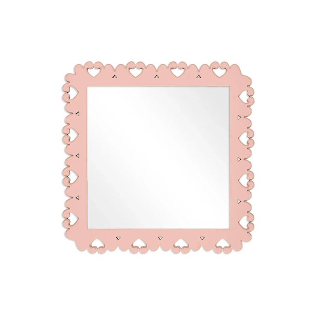 Contemporary Fleur Home Garden District Satsuma Square Mirror in Salmon Berry, 24x24 For Sale - Image 3 of 3