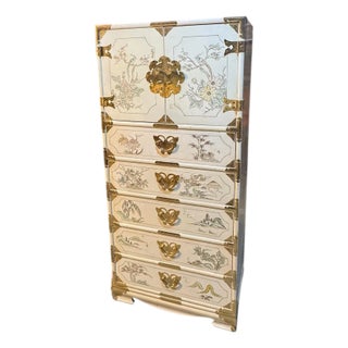 Vintage Chinese Lacquered Chinoiserie Semainier Dresser – Jewelry or Lingerie Chest For Sale