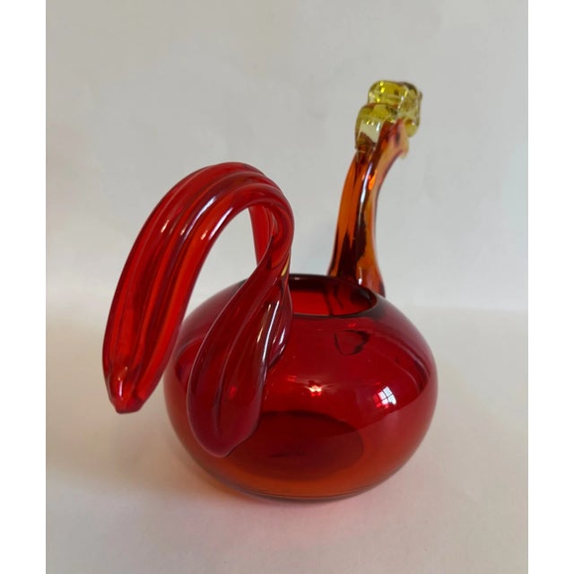 Mid-Century Modern Vintage Mid-Century Modern Blenko Glass 6145 Rooster Vase by Wayne Husted - 1961 For Sale - Image 3 of 8