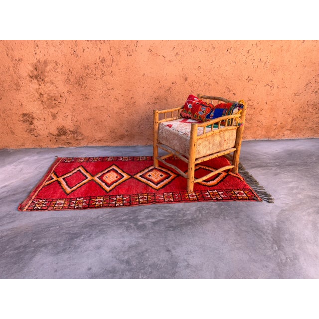 Moroccan Vintage Red Rug - 3'8" X 7'4" Ft For Sale - Image 9 of 9