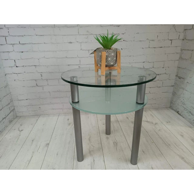 1980s Vintage Glass and Chrome Side Table, 1980s For Sale - Image 5 of 13