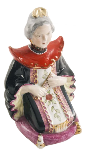 Antique Brazilian Porcelain Chinese Noble Figure by Joao Vieira De Castro, Rio, 1890s-1910s