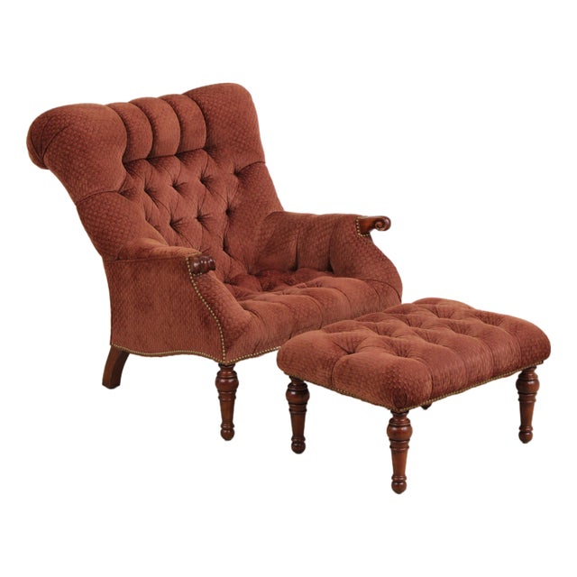 Stickley Leopold Upholstered Chair & Ottoman For Sale