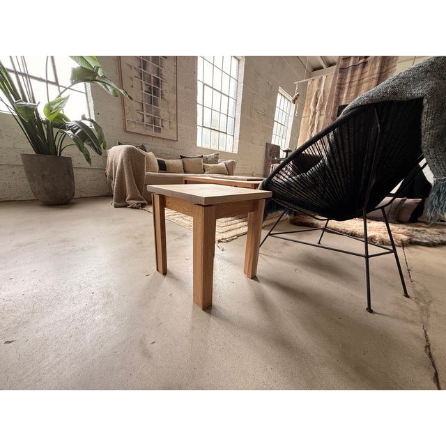 White Still Horizon Handcrafted Quarter-Sawn White Oak Side Table For Sale - Image 8 of 8