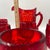 American Vintage l.e. Smith Moon & Stars Ruby Red Glass Pitcher & 8 Small Goblets For Sale - Image 3 of 12