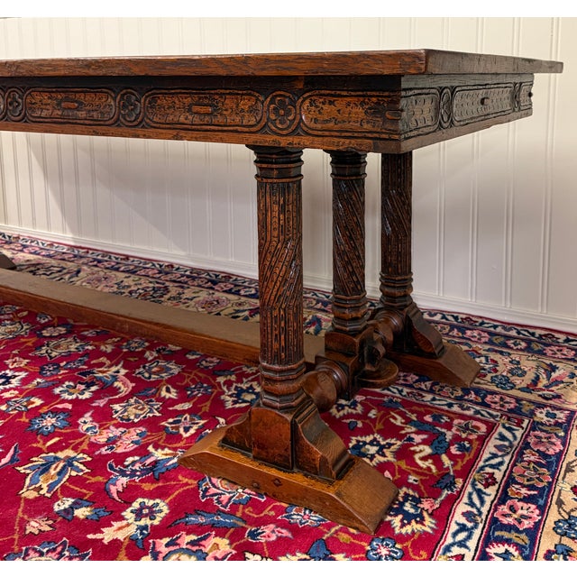 Antique French Renaissance Farmhouse Triple Baluster Dining Table Oak c.1900 For Sale - Image 9 of 18