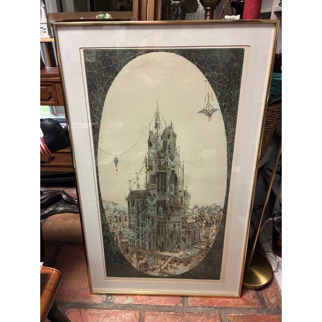 Highly detailed and captivating, this original 1970 color etching and aquatint titled "San Andreas Annunzio" is a...