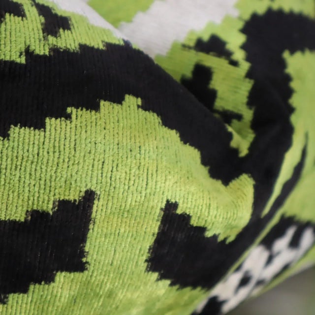 Contemporary Green Black Velvet Throw Pillow & Down Insert For Sale - Image 12 of 12