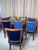 Set of 8 John Stuart Mid-Century Dining Chairs – Hollywood Regency Newly Upholstered in Thibaut Designer Fabric With a Rich Navy Velour on the Seats. For Sale - Image 11 of 12