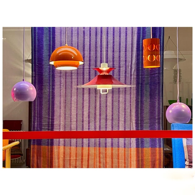 Large Scandiavian Burgundy Pendant Lamp from Lyfa, Denmark, 1970s For Sale - Image 9 of 11