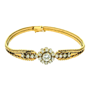 1970s Italian 14k Gold Diamond Flexible Bangle Bracelet