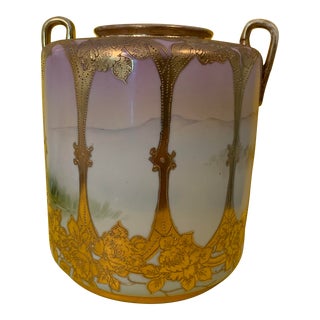 19th Century Noritake Morimura Art Nouveau Vase With Stylized Trees 1st Mark For Sale