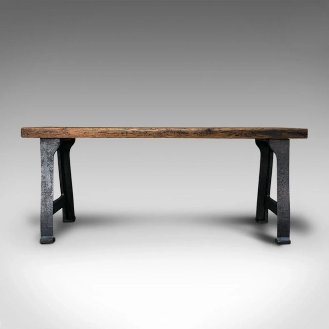 1850s Antique Victorian English Pine and Iron Foundry Table For Sale - Image 6 of 13