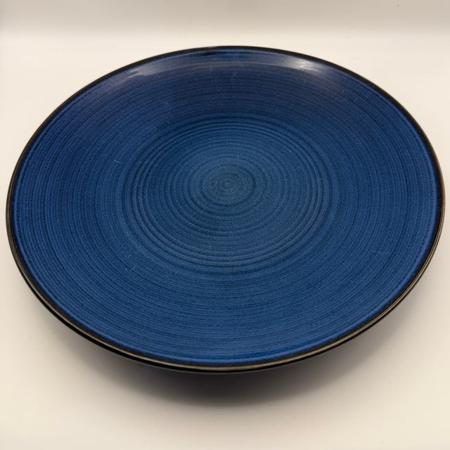 Blue Thomas O'Brien Vintage Modern Blue Stoneware Dinner Plate, Set of 3 For Sale - Image 8 of 17