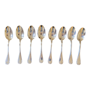 1980s Christofle "Malmaison" Collection Silver Plated Soup Spoons- Set of 8