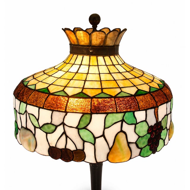 1920s Early 1900's Williamson Leaded Glass Table Lamp For Sale - Image 5 of 9