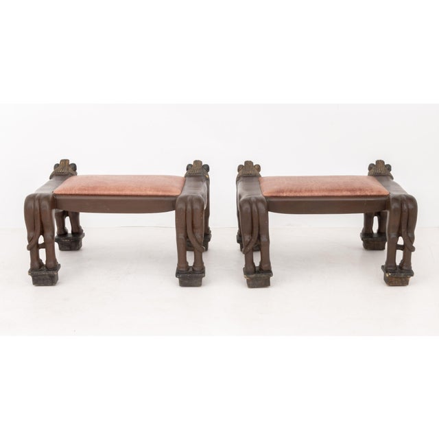 Egyptian Revival Carved Wood Lion Benches, Pair For Sale - Image 9 of 10