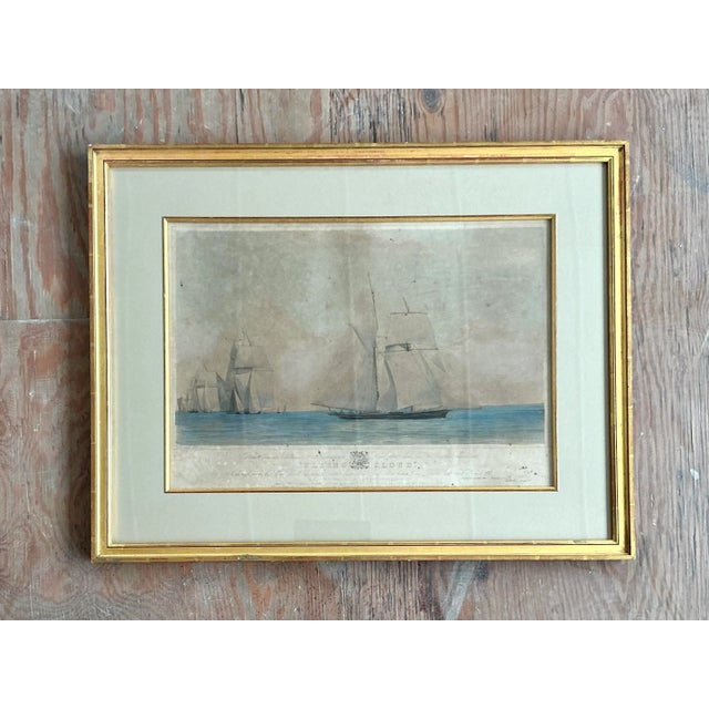 Evoke the golden age of sail with this exquisite, hand-colored antique nautical print. Depicting the legendary clipper...