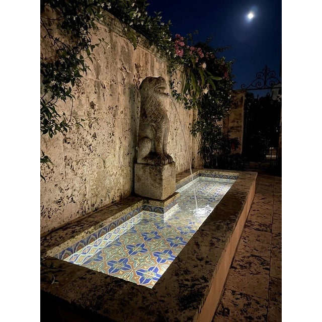 Vintage Weathered Cast Stone Lion Wall Fountain For Sale - Image 9 of 12