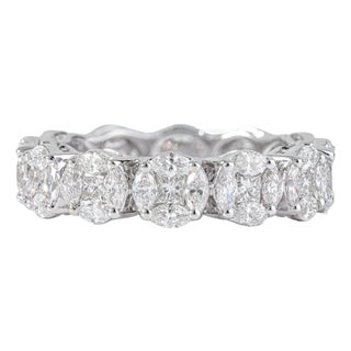2.86ct Marquise Diamonds Full Eternity Wedding Band Ring in 18k White Gold Size 5 For Sale