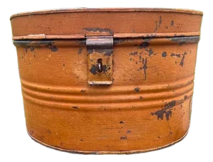 Antique English Large Tin Oval Shaped Hat Box