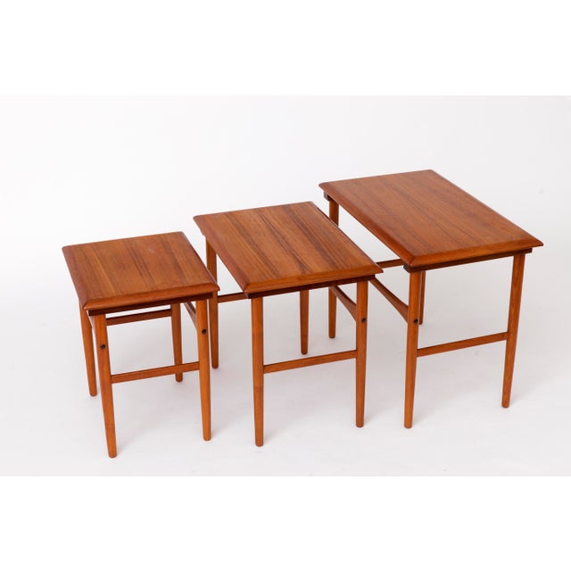 Brown Vintage Danish Teak Nesting Tables, 1970s, Set of 3 For Sale - Image 8 of 10