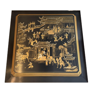 1980s Hand Painted Chinese Art on Lacquer Panel