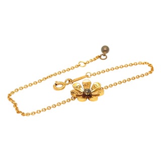 Tiffany & Co. 18ct Yellow Gold Daisy Bugs Charm Bracelet 18cm 3.35g For Sale