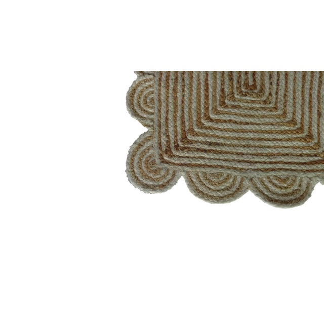 2020s Scalloped Jute Doormat in Off White For Sale - Image 5 of 6