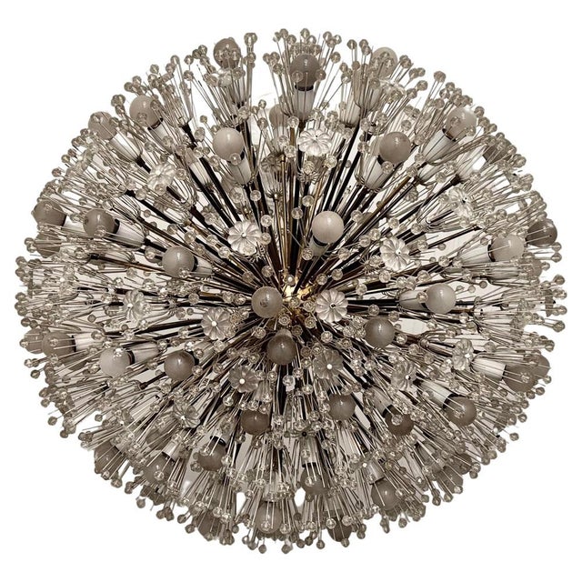 Extremely large 90 cm/35,43 inch oval designed snowflake 'Snowball' Sputnik chandelier designed by Emile Stejnar for...