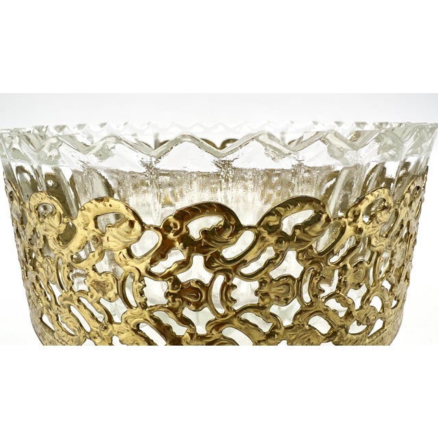 Vintage Hollywood Regency Gold-Tone Filigree & Glass Footed Dish — Candy / Nut Bowl / Vide Poche For Sale - Image 15 of 15