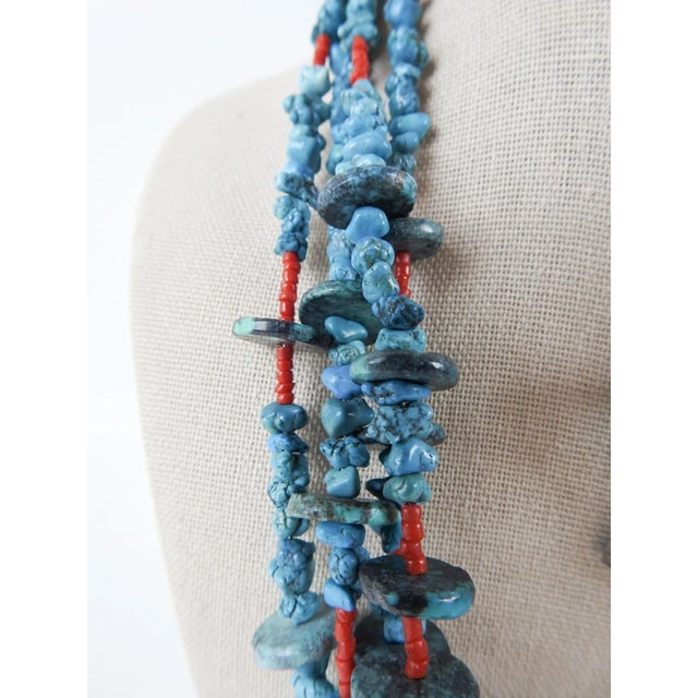 Late 20th Century Artist Studio Turquoise Sterling Silver Necklace & Earrings For Sale In Seattle - Image 6 of 12