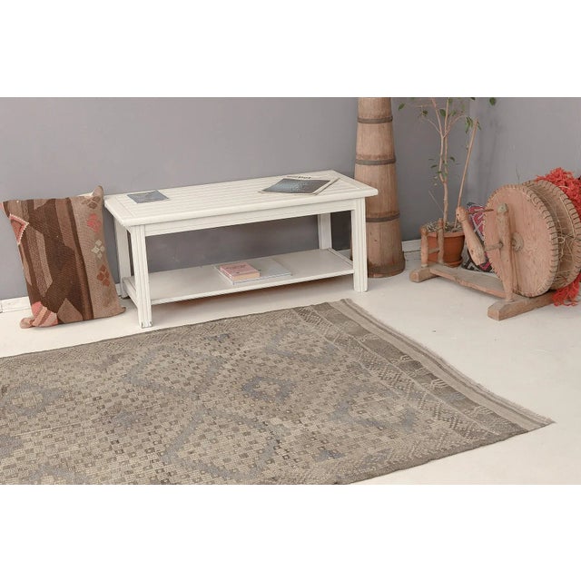 Mid 20th Century Vintage Pastel Embroidered Kilim Rug For Sale In Los Angeles - Image 6 of 7