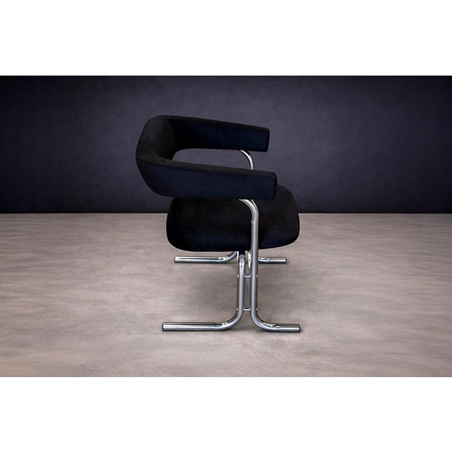 Set of Five Armchairs in Chrome and Black Fabric, Pozza Moveis, 1960s - Lot 165A For Sale - Image 16 of 17