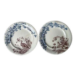Pair of French Terre De Feu Plates by Jules Vieillard With Chasse (Hunting) Pattern