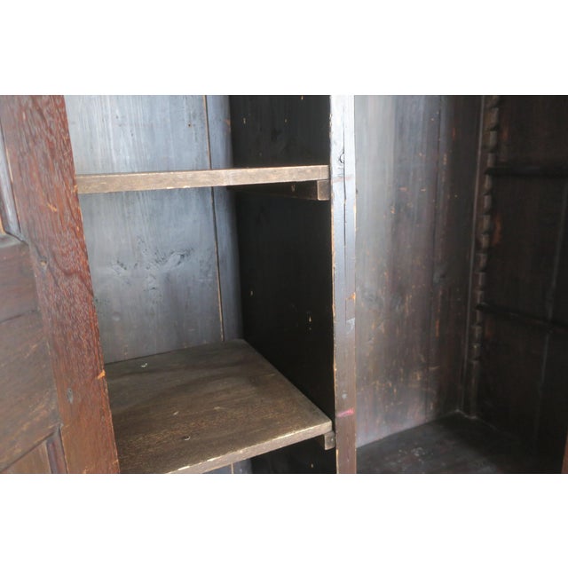 Brown Antique Carved Oak Farmhouse Wardrobe, 1780 For Sale - Image 8 of 18