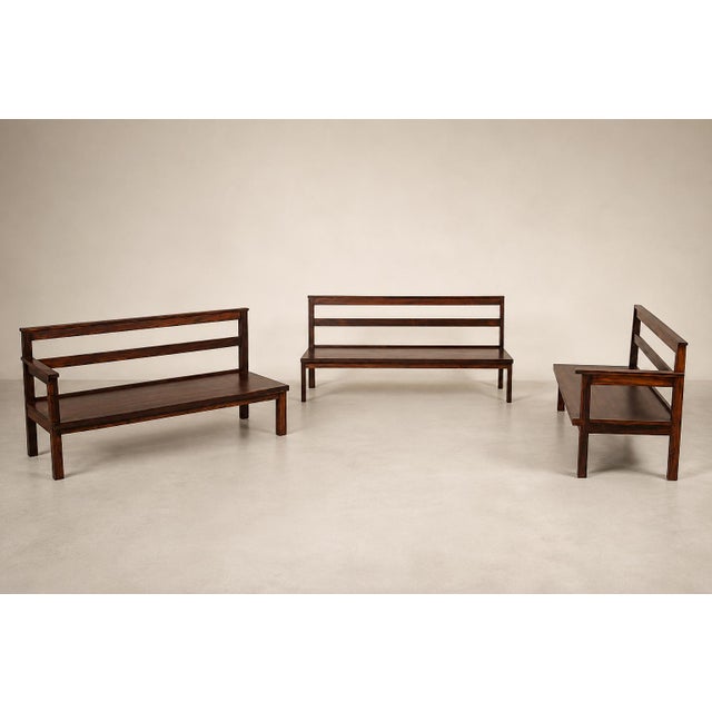 Monumental Brazilian Modern Three-Module Bench in Rosewood and Warm Camel Mohair, 1960s For Sale - Image 10 of 18