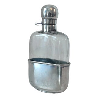 Silver Plate Flask with Silver Plate Removable Cup For Sale