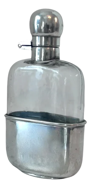 Silver Plate Flask with Silver Plate Removable Cup