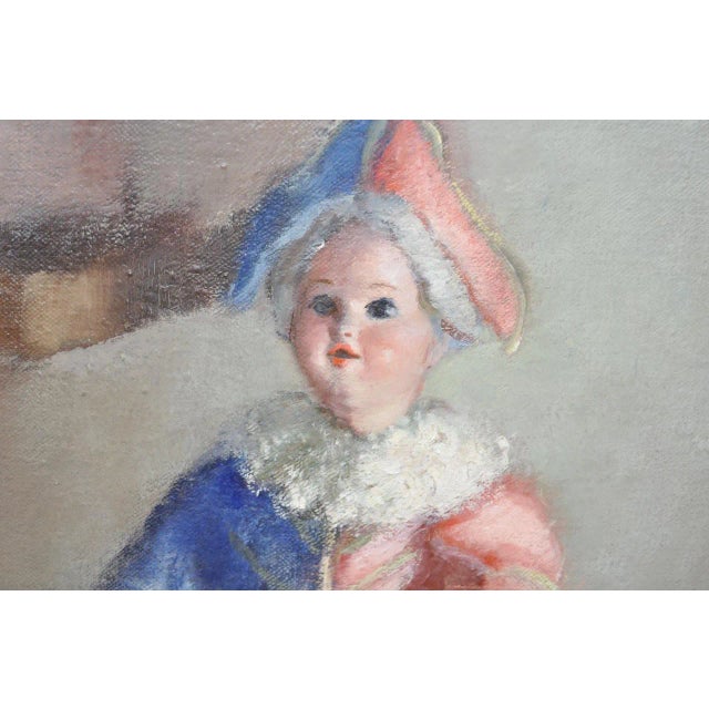 Early 20th Century The Doll and the Rose Still Life Oil Painting C.1930 For Sale - Image 5 of 10