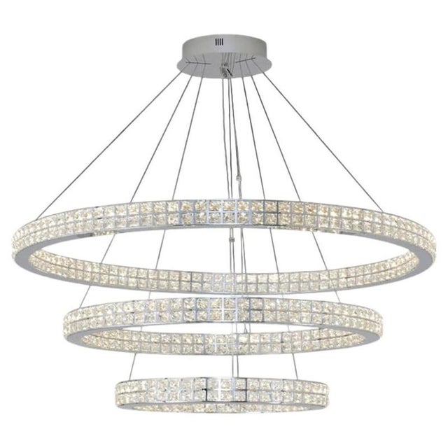 Silver Collection Cerchi Di Luce Chandelier in Metal and Crystal by Jago For Sale - Image 8 of 8