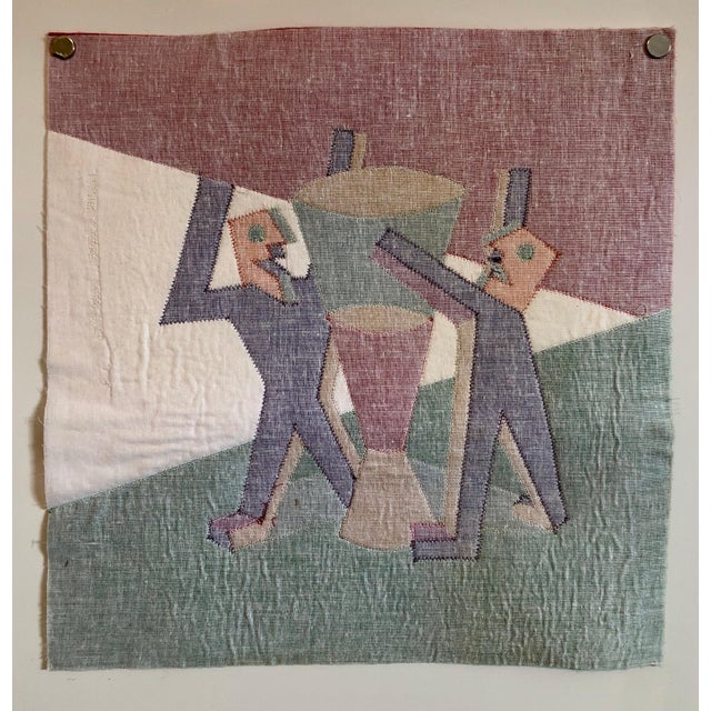 Red Early 20th Century Ivana Gaifas, Italian Wool Felt Handmade Futurist Fortunato Depero Art Tapestry Wall Hanging For Sale - Image 8 of 8