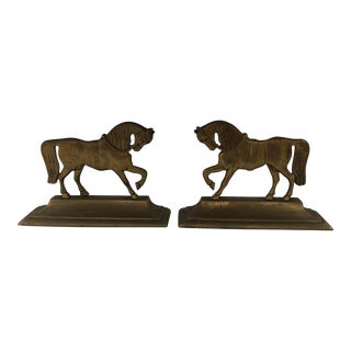 Mid-Century Brass Horse Bookends - a Pair For Sale