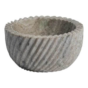 Mulhouse Spiraled Marble Serving Bowl, Beige