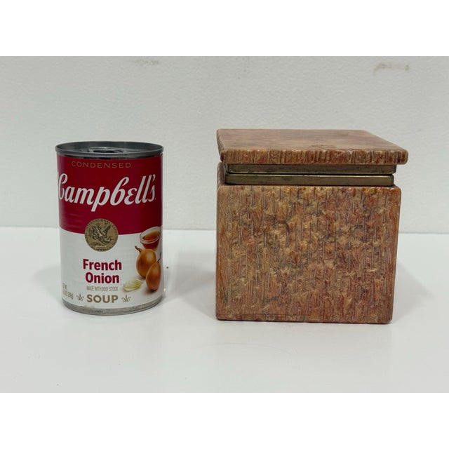 Mid 20th Century 1960s Beautiful Brown Marble Stone and Brass Box, Handmade, Made in Italy For Sale - Image 5 of 9