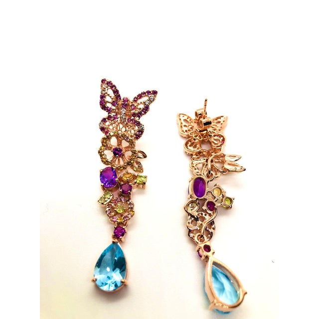 Bochic “Capri” Vintage Sapphire, Amethyst & Blue Topaz Earrings Set In 18K Gold & Silver From the “Capri” collection...