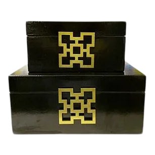 Black 2 Piece Set Jewelry Box For Sale