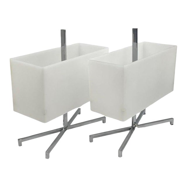 Pair of 1970s Chrome & Lucite "Elvis" Lamps by Charles Williams for Fontana Arte For Sale