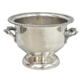 Vintage English Regency Style Silver Plated Low Champagne Chiller Ice Bucket For Sale