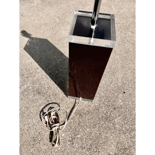 Brown Vintage Smoked Brown Lucite Block Lamp | by George Bullio C. 1970s For Sale - Image 8 of 10
